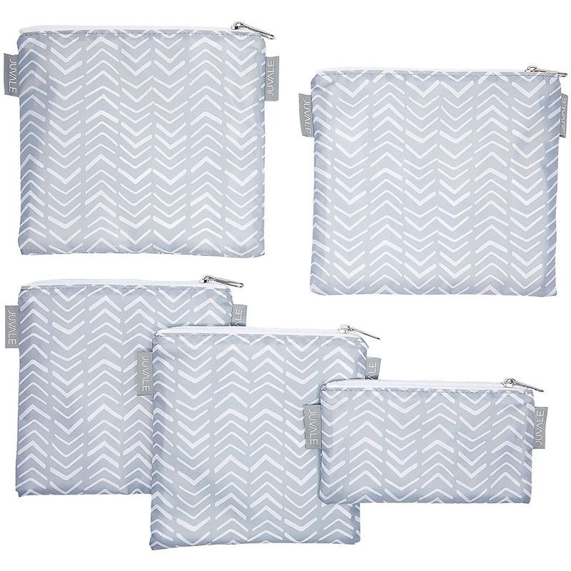 Juvale 5 Pack Grey Chevron Reusable Snack Bags with Zipper, 3 Sizes | Target