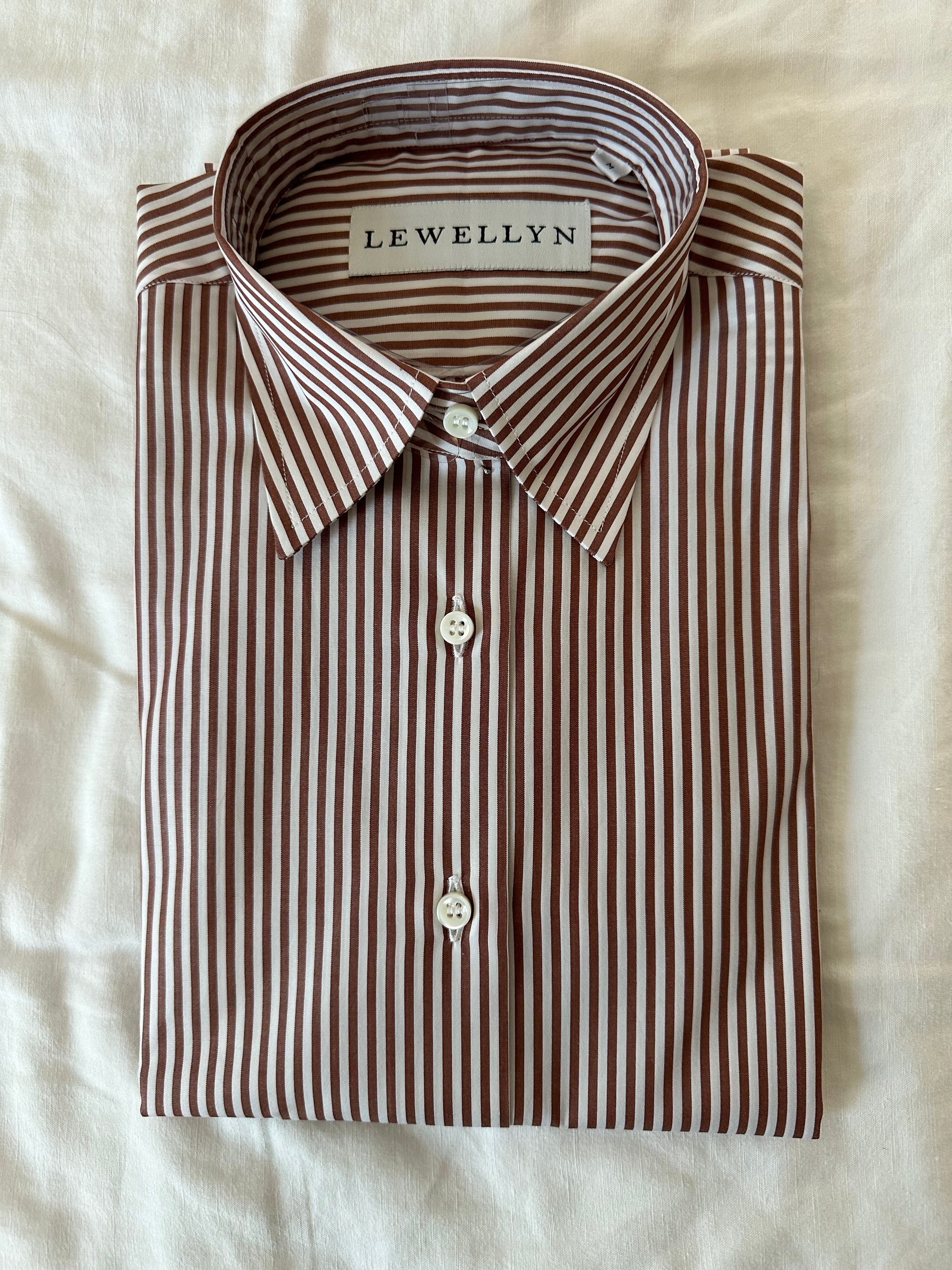 The Jackie Button Down in Brown Stripe | Lewellyn