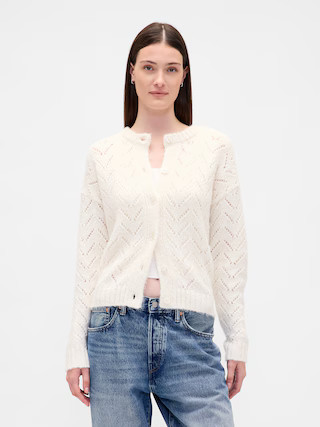 Fuzzy Pointelle Cardigan | Gap (US)