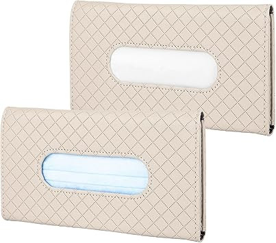 OHMOTOR Car Tissue Holder, 2 Pieces Tissue Holder Mask Holder for Sun Visor, PU Leather Napkin Ho... | Amazon (US)