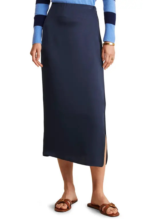 vineyard vines Satin Midi Slip Skirt in Nautical Navy at Nordstrom, Size Xx-Small | Nordstrom