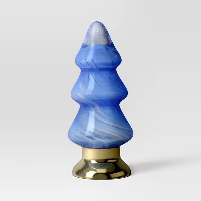 Christmas Small Striped Glass Ornament Tree Blue - Threshold™ | Target