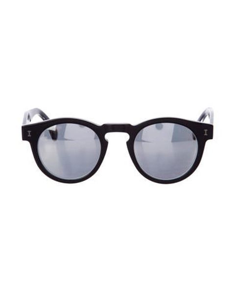 Illesteva Round Mirrored Sunglasses Black | The RealReal