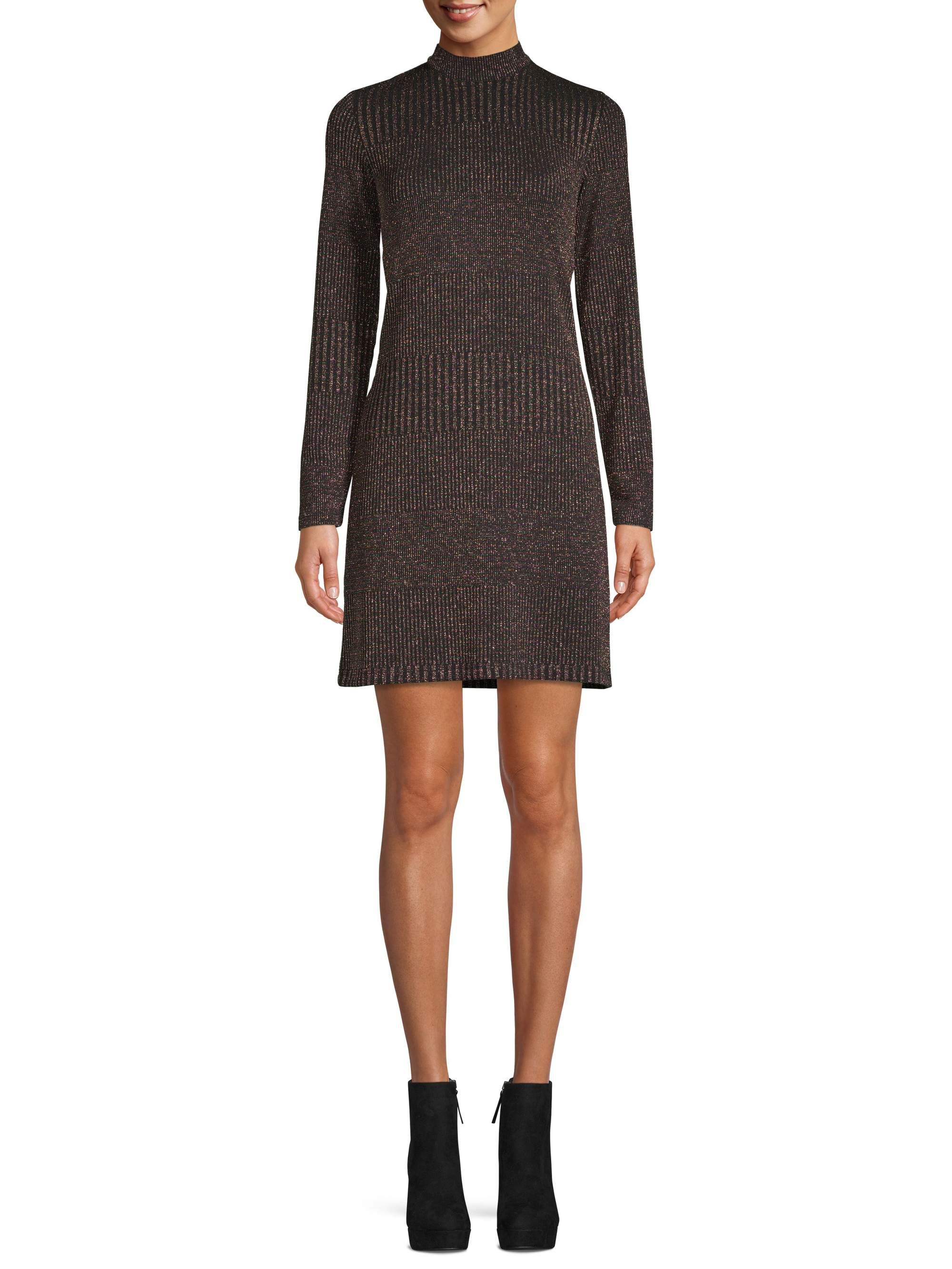 Scoop - Scoop Long Sleeve Mock Neck Sparkle Dress Women's - Walmart.com | Walmart (US)