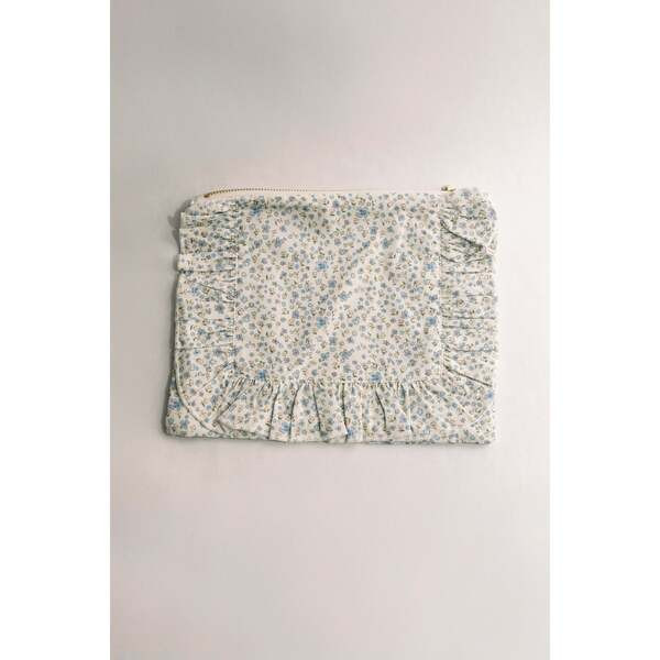 Bluebell Charm Timeless Floral Ruffle Zipper Pouch | Maisonette