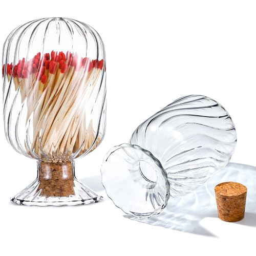 Cinnvoice Helix Shaped Glass Matches Cloche Decorative for 4 Inch Candle Matches Trendy Fireplace Display Decor, Not Include Matches(Clear,2.52 x 5.08 Inch) | Amazon (US)