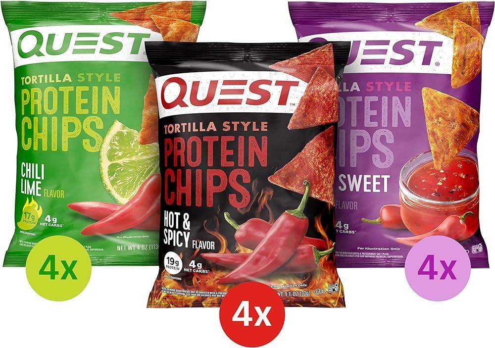 Quest Nutrition Tortilla Style Protein Chips Variety Pack, Chili Lime, Hot & Spicy, & Spicy Sweet... | Amazon (US)