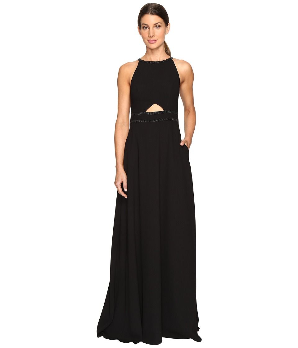 Aidan Mattox - Heat Set Crepe Cut Out Gown (Black) Women's Dress | Zappos