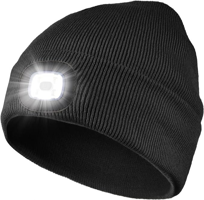 Bosttor LED Beanie Hat with Light, Rechargeable Headlamp Cap, Unisex Winter Warm Knitted Hats, He... | Amazon (US)