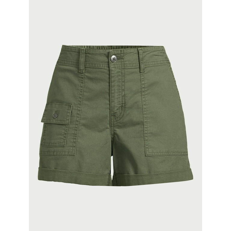 Time and Tru Women's and Women's Plus Utility Cuff Shorts, 4" Inseam, Sizes 2-20 | Walmart (US)
