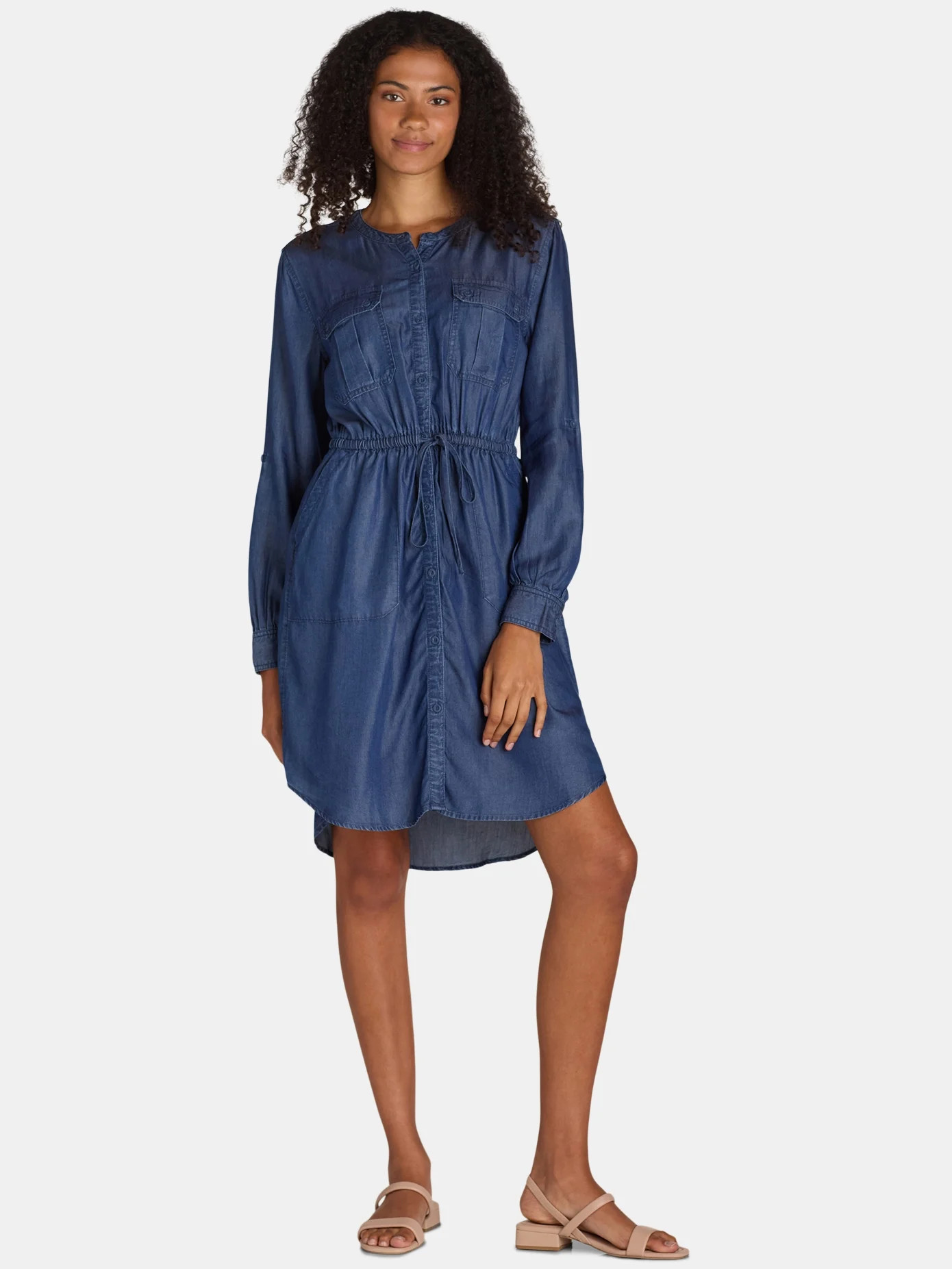 Time and Tru Women's and Women's Plus Utility Shirtdress with Long-Sleeves, Sizes XS-4X - Walmart... | Walmart (US)