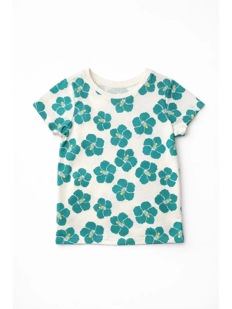 Wonder Nation Toddler Girls Printed Tee with Short Sleeves, Sizes 18M–5T | Walmart (US)