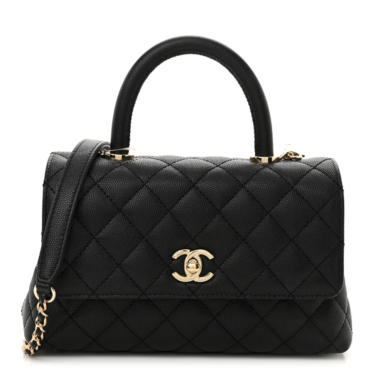 Chanel Caviar Quilted Mini Coco Handle Flap Black 1690927 | FASHIONPHILE (US)