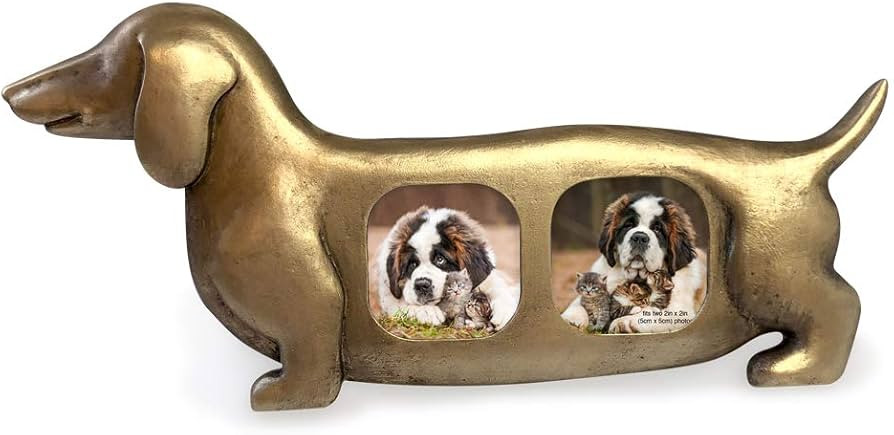 Isaac Jacobs Double 2x2 Resin Sentiments Dog Shaped Picture Frame, Photo Gift for Pet Puppy, Tabl... | Amazon (US)