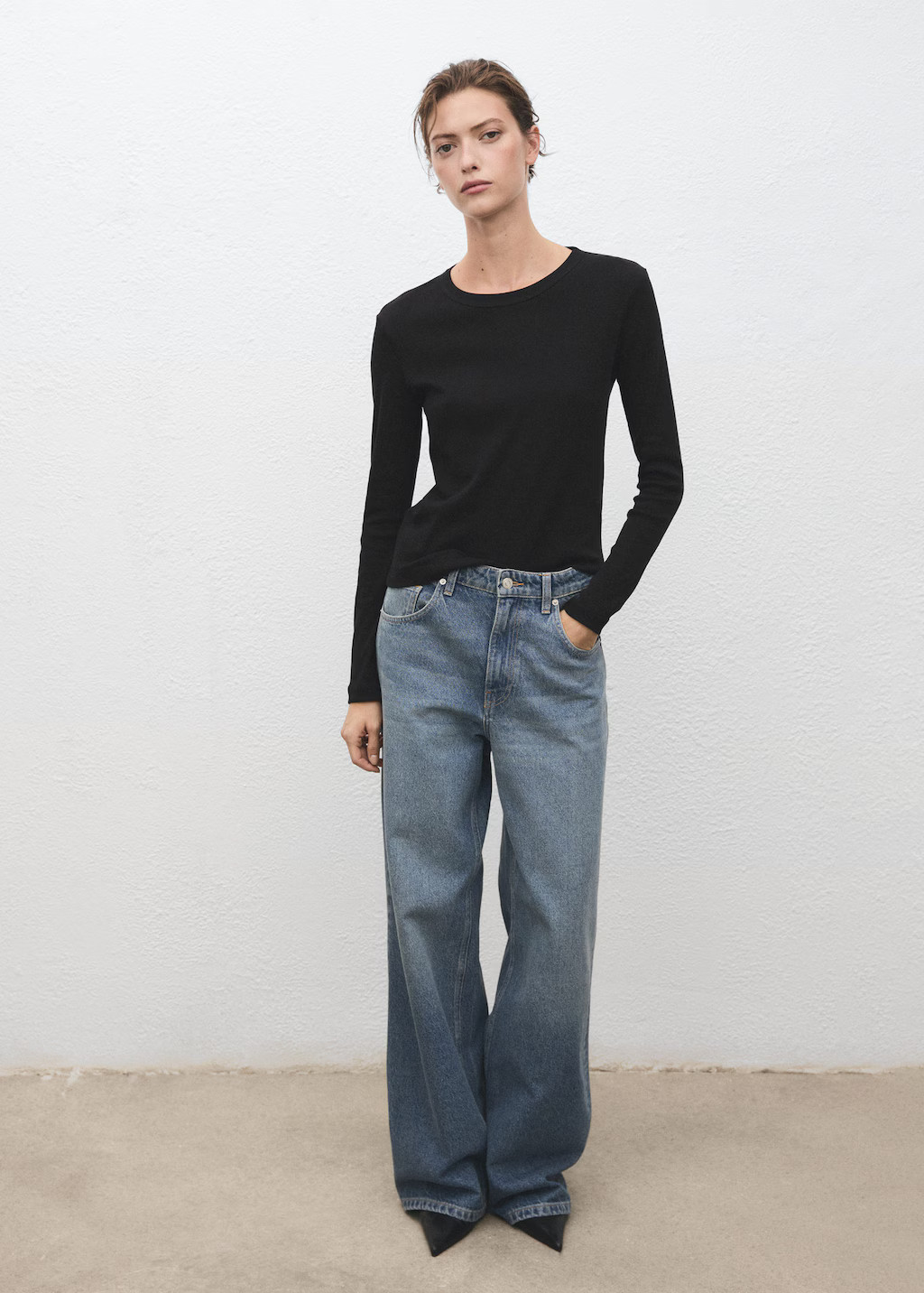 Long sleeve cotton t-shirt black - Woman - M - MANGO | Mango (US/MX/AU)