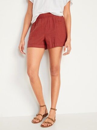 High-Waisted Linen-Blend Shorts for Women -- 3.5-inch inseam | Old Navy (US)