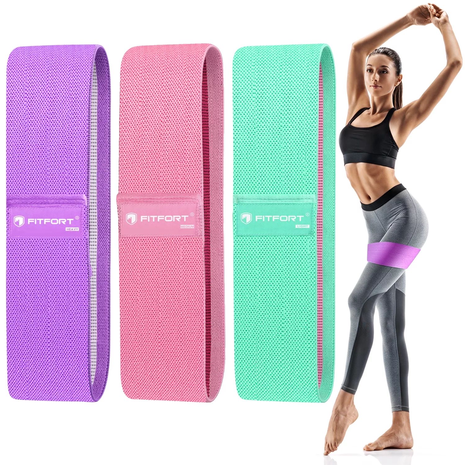 Meidong Resistance Bands for Legs and Butt Exercise Bands - Non Slip Elastic Booty Bands, 3 Level... | Walmart (US)