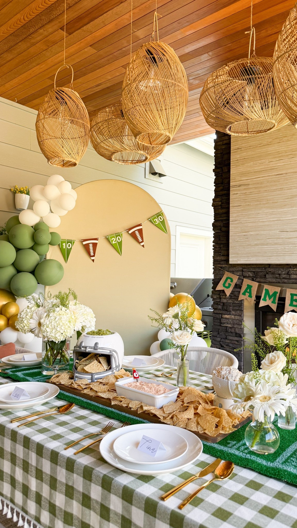 Football game day set up! Balloon arch, game day banners, football table runner, football themed serverware! 

#LTKHome #LTKSeasonal #LTKParties