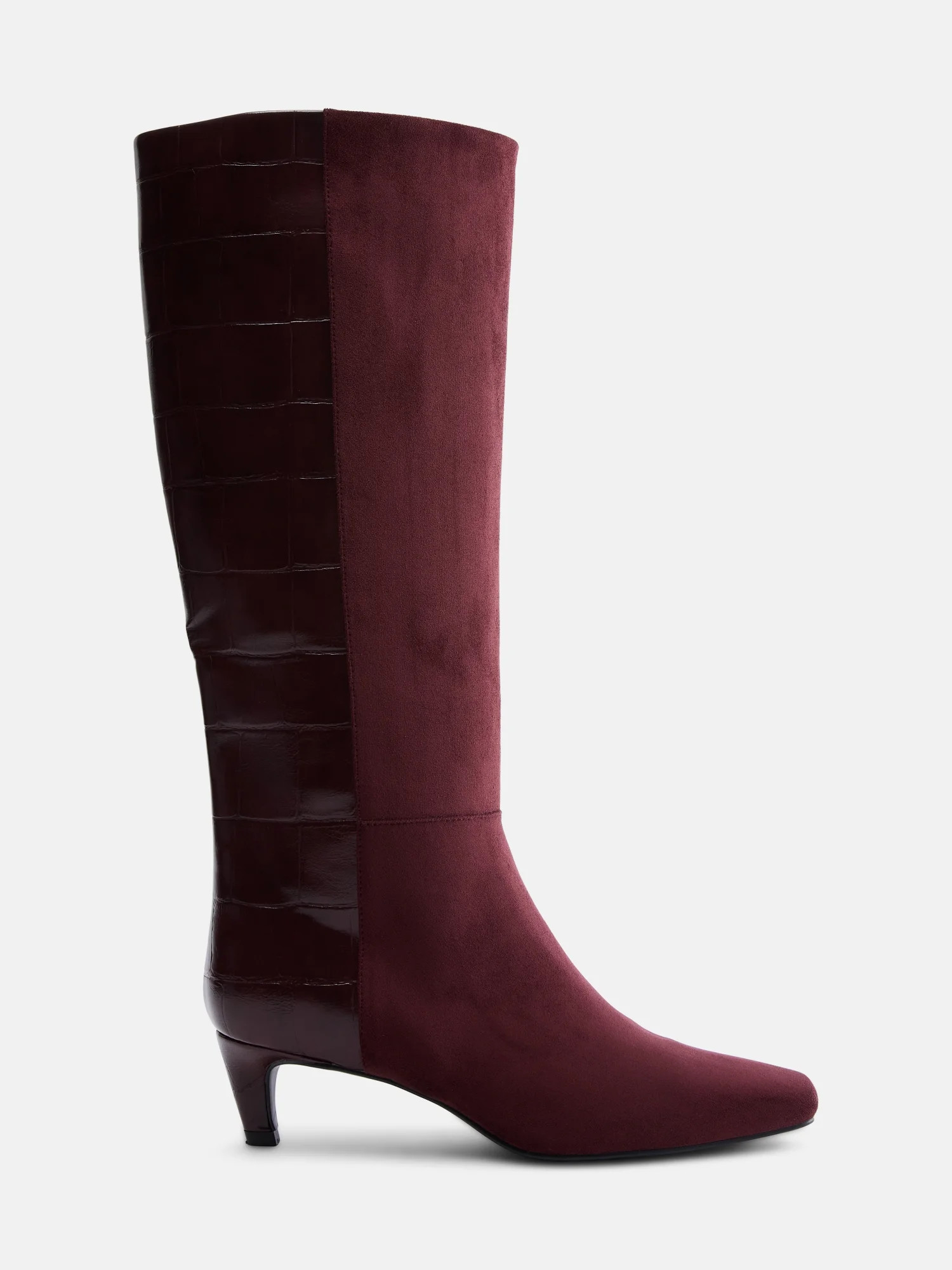 Scoop Women’s Two Tone Kitten Heel Knee High Boots, Wide Width Available - Walmart.com | Walmart (US)