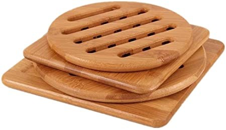 Bamboo Trivet, NC Home Kitchen Bamboo Hot Pads Trivet, Heat Resistant Pads Teapot Trivet, Square ... | Amazon (US)