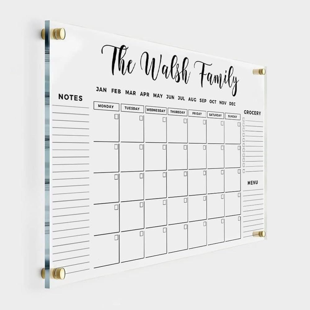 FAMILY NAME CALENDAR Personalized Acrylic Wall Calendar - Personalized Calendar 2024, Horizontal ... | Amazon (US)