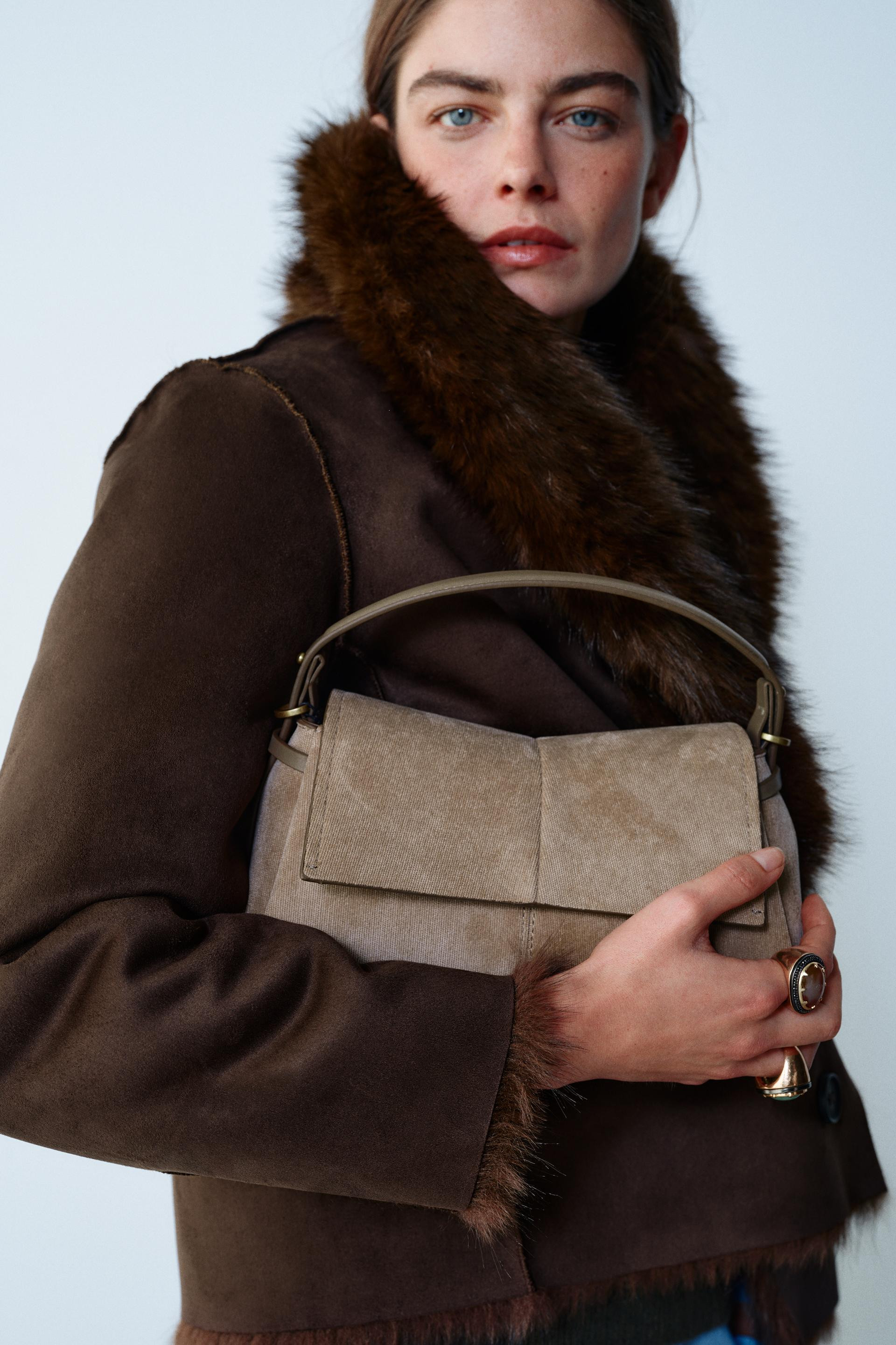 Zara - Flap Crossbody Bag - Taupe Gray - One Size Only - Woman | Zara US