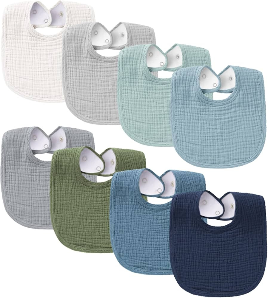 Konssy Muslin Baby Bibs 8 Pack Baby Bandana Drool Bibs Cotton for Unisex Boys and Girls, Soft Abs... | Amazon (US)