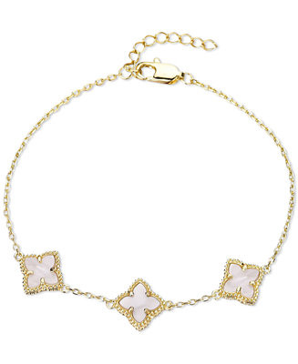White Mother of Pearl Flower Bracelet, Holiday Jewelry, Dressy Thanksgiving Outfit | Macy's