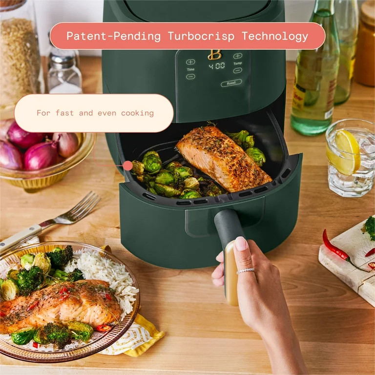 Beautiful 3 Qt Air Fryer with TurboCrisp Technology, EverGood Ceramic Nonstick Coating, Thyme Gre... | Walmart (US)