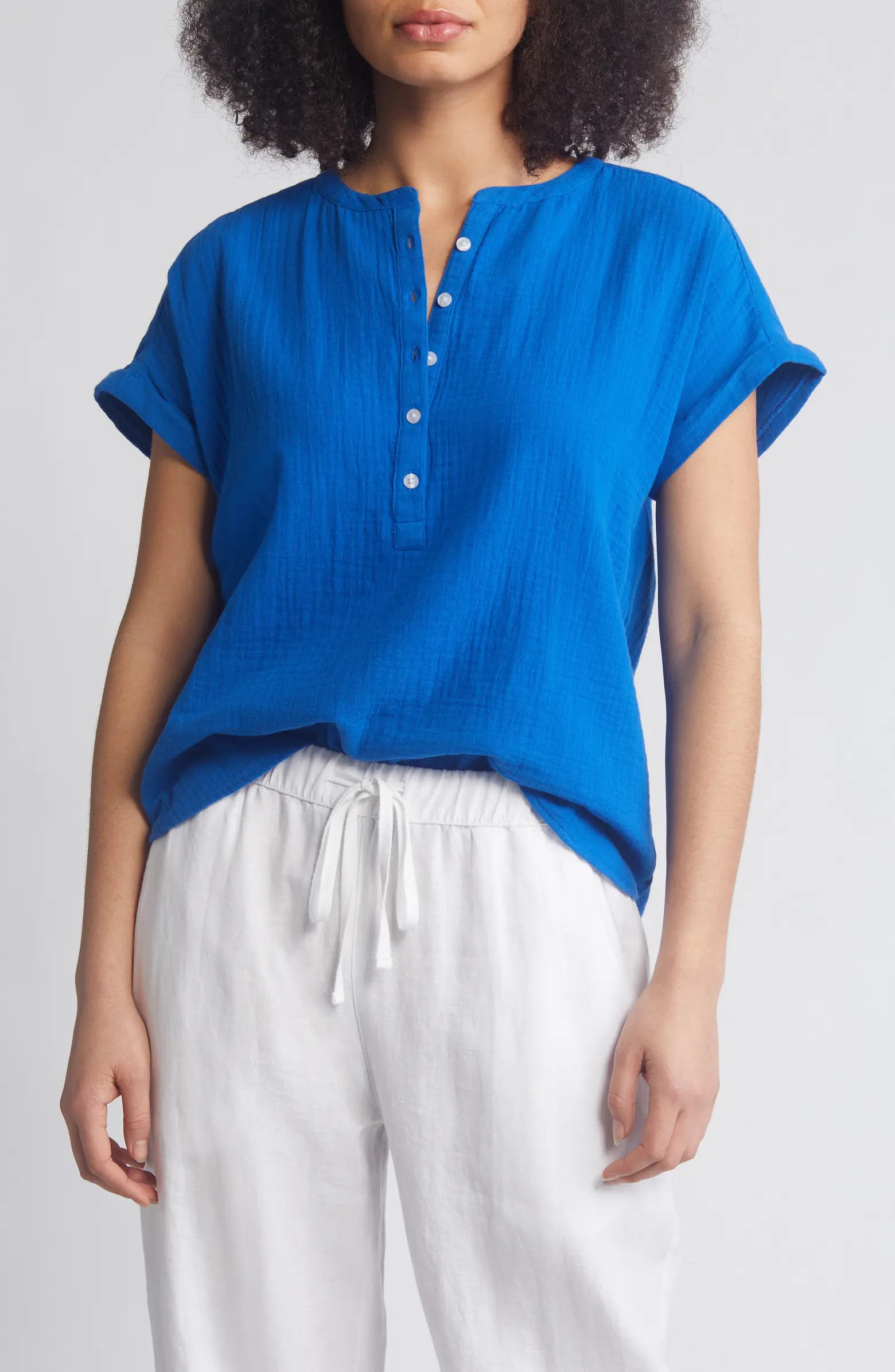 Cotton Gauze Henley Top | Nordstrom