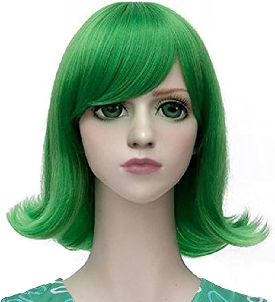 Anogol Hair Cap+Short Green Wavy Cosplay Wig Green Hair Costume Halloween Wigs For Women Men Dres... | Amazon (US)