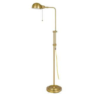 58 in. Brass 1 Dimmable (Full Range) Standard Floor Lamp for Living Room with Metal Dome Shade | The Home Depot