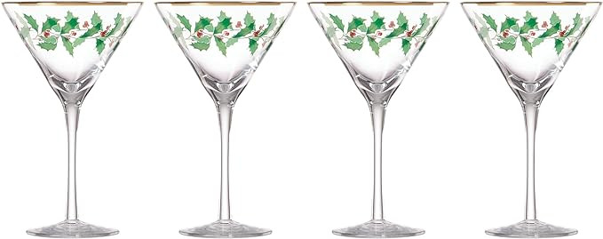 Lenox 893570 Holiday Decal 4-Piece Martini Glass Set, Christmas Dinnerware, Hosting | Amazon (US)