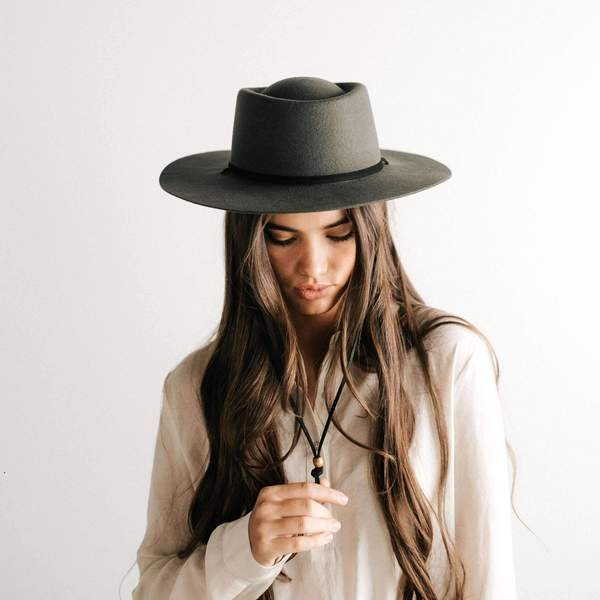 Wren Flat Brim Telescope Crown Hat - Green | Gigi Pip