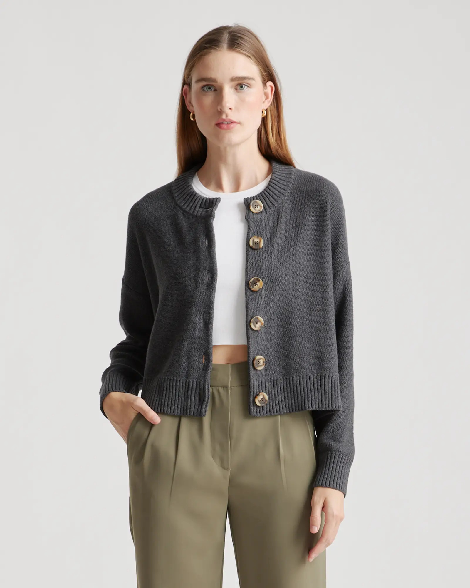 100% Organic Cotton Cropped Cardigan | Quince