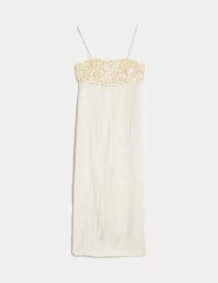 Linen Blend Embellished Midaxi Column Dress | M&S Collection | M&S | Marks & Spencer IE