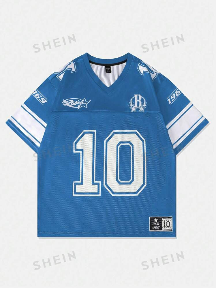 ROMWE Street Life Men's Mesh Panel Sports Jersey T-Shirt, Summer, School | SHEIN