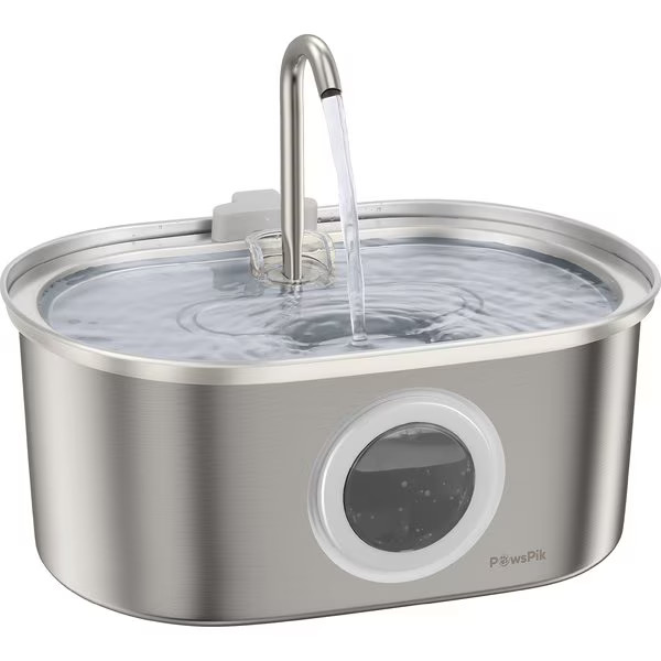 PawsPik SS-01 Stainless Steel Cat Fountain, 108.2-oz | Chewy