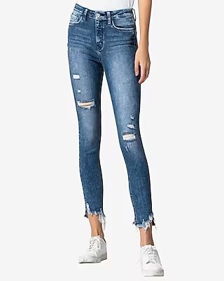 Flying Monkey High Waisted Distressed Cropped Skinny Jeans | Express