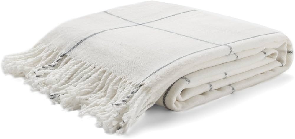Arus Acrylic Highlands Collection Queen Size Tartan Plaid Design Throw Blanket Off-White, 60x80 i... | Amazon (US)