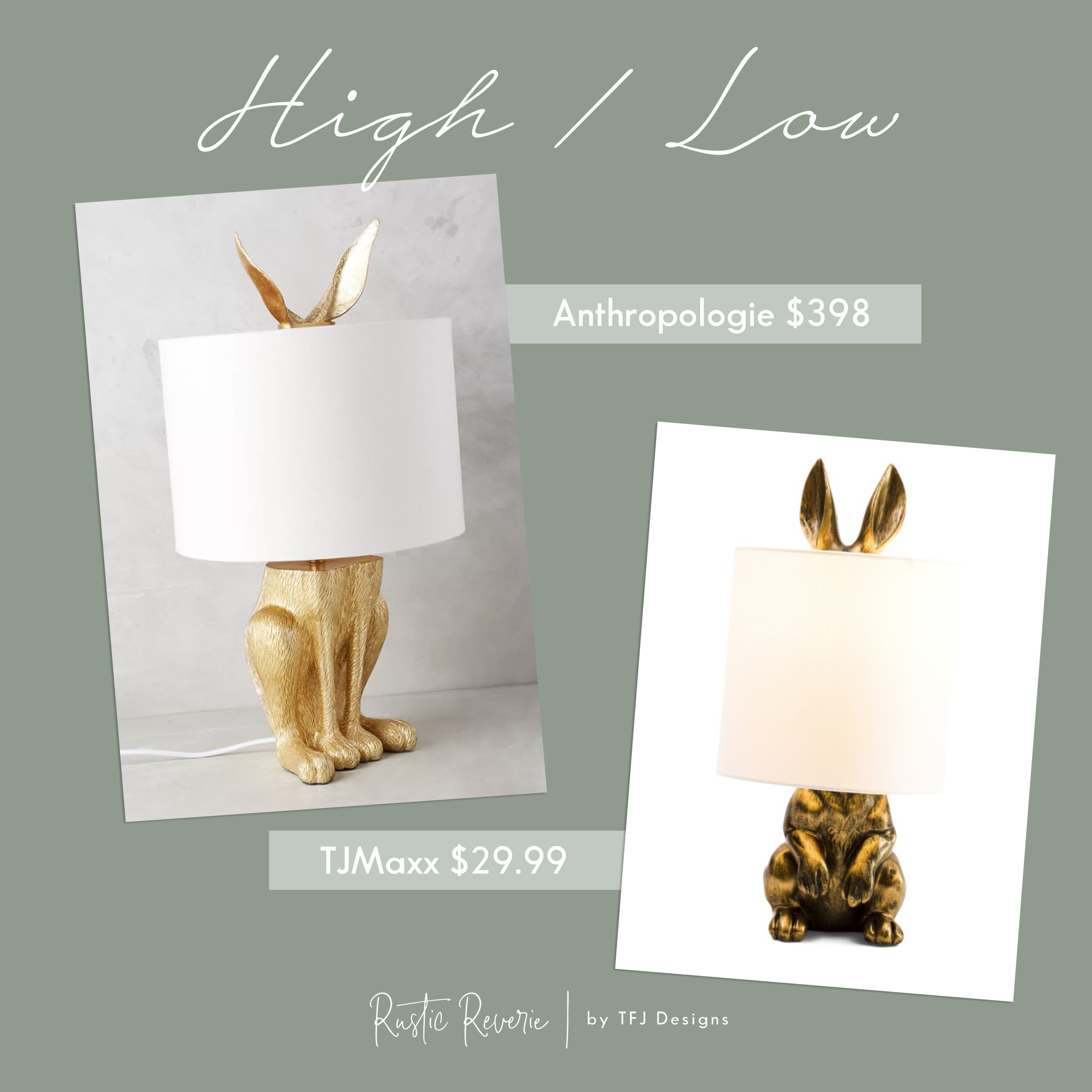 While they aren’t identical, the price difference is 🤯. 

bunny rabbit lamp tjmaxx anthropologie home decor cottagecore cottage whimsical fun spring 
 

#LTKStyleTip #LTKFindsUnder50 #LTKHome