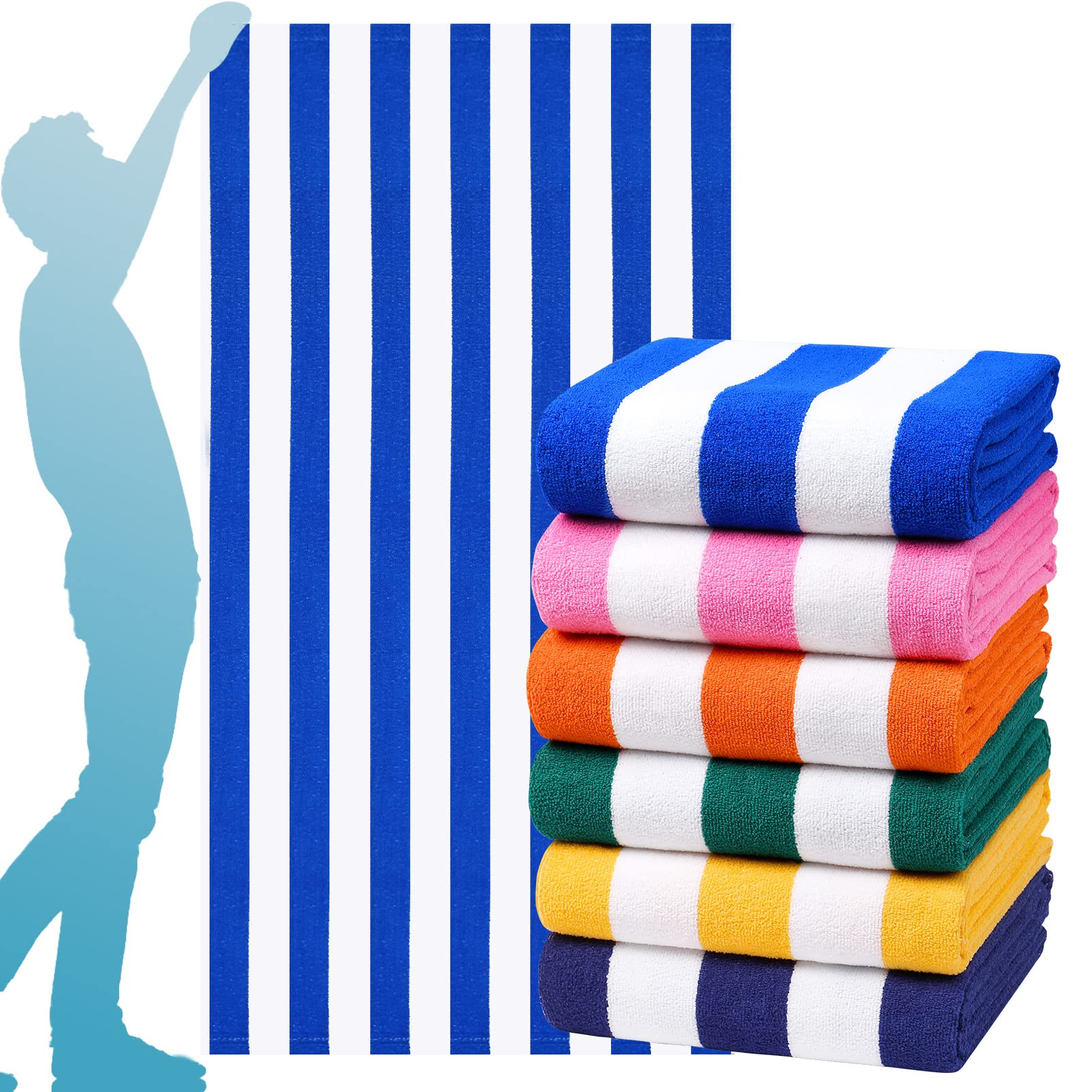 6 Packs Oversized 72x40 Inch Stripe Beach Towel Thin Terry Set Extra Large XL Big Clearance Acces... | Amazon (US)