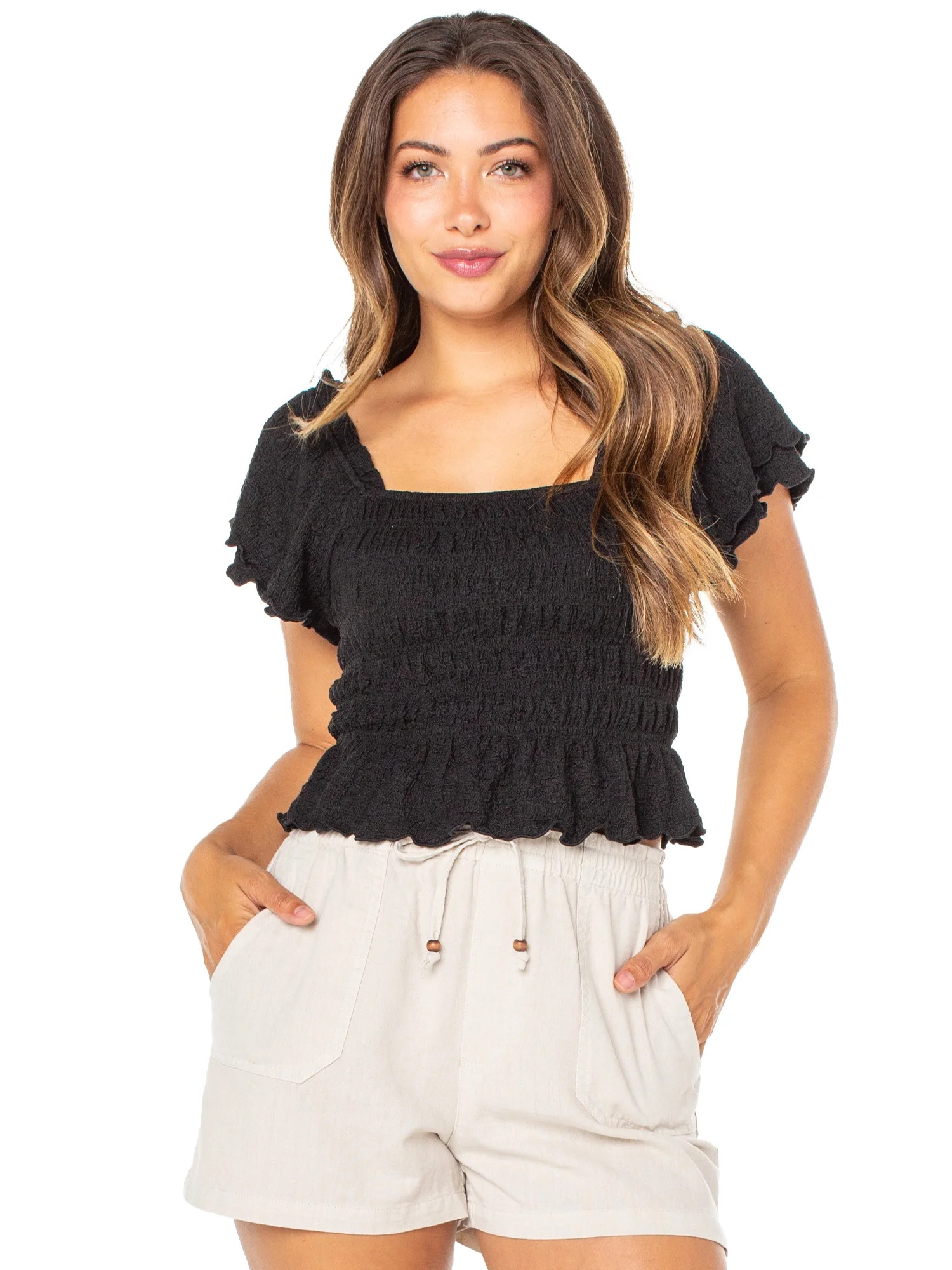 Celebrity Pink Juniors Flutter Sleeve Top - Walmart.com | Walmart (US)