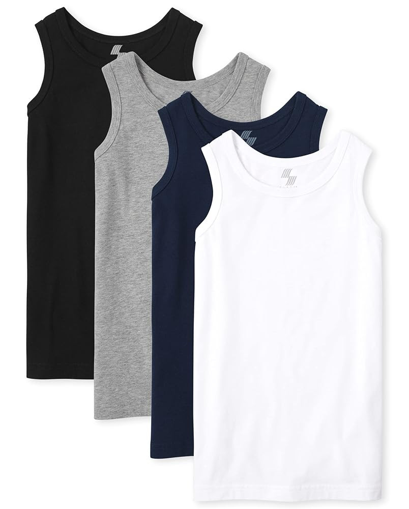 The Children's Place boys Mix and Match Tank Top Shirt, Black/New Navy/Smoke/White 4 Pack, Small ... | Amazon (US)