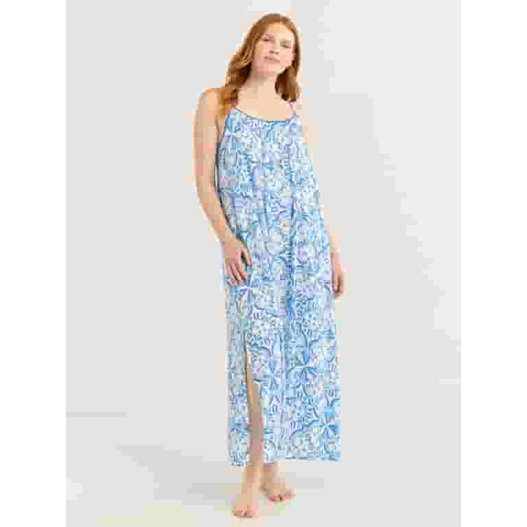 Joyspun Women’s Sleepwear Woven Strappy Maxi Nightgown, Sizes S-4X | Walmart (US)