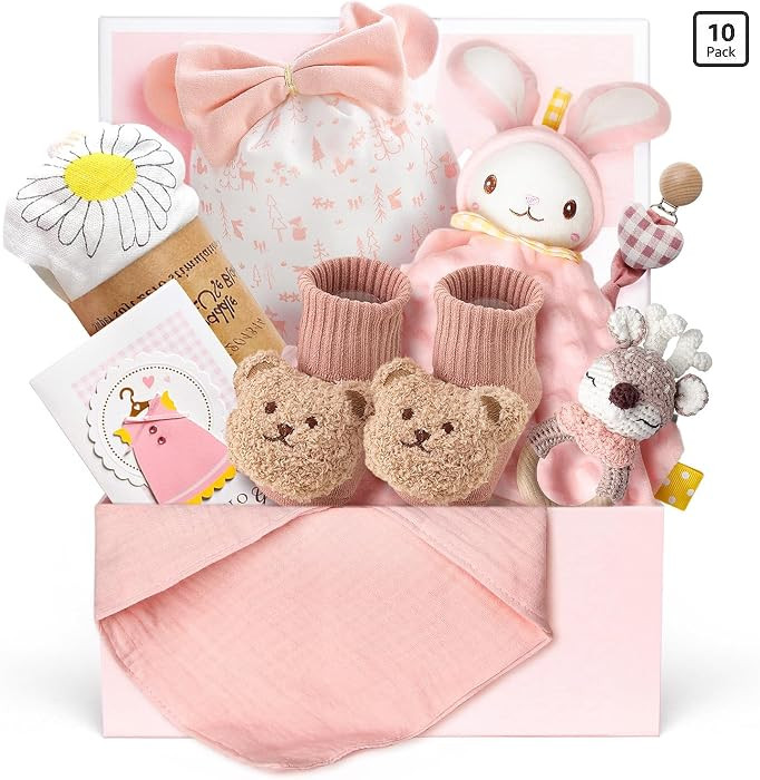 10 PCS Baby Gift Set for Girls, Newborn Essentials Stuff Baby Girl Gifts, Baby Girl Gift Basket, ... | Amazon (US)