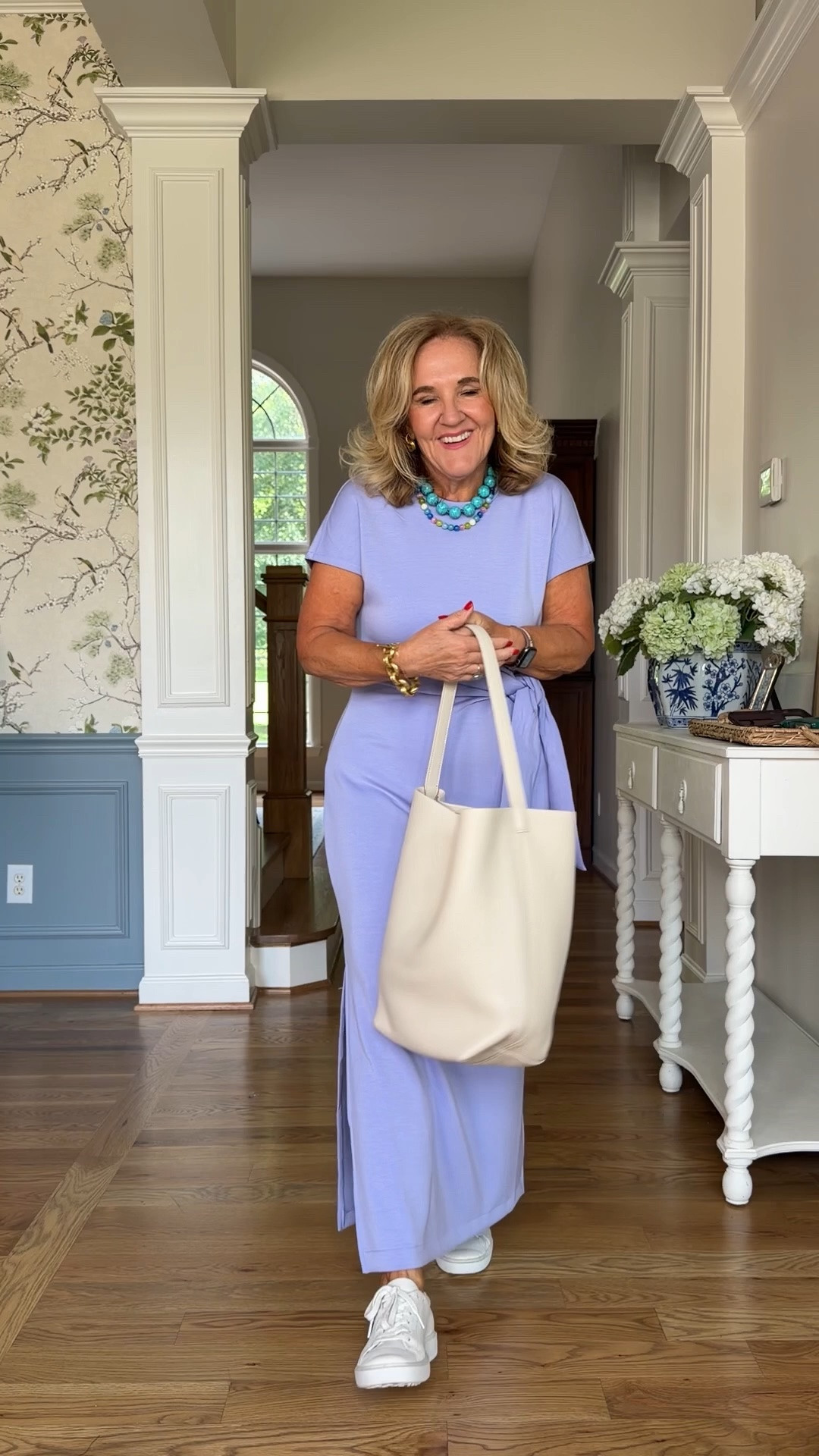 New @Spanx air essentials dress I’m 5’3 wearing a medium in this lighter color is recommended sizing up. It is gorgeous though! 
20% off my necklaces code NANETTE20

Perfect travel dress or summer dress

#LTKOver40