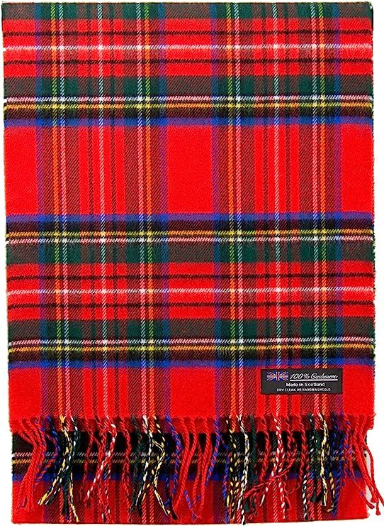 2 PLY 100% Cashmere Scarf Elegant Collection Made in Scotland Wool Solid Plaid | Amazon (US)