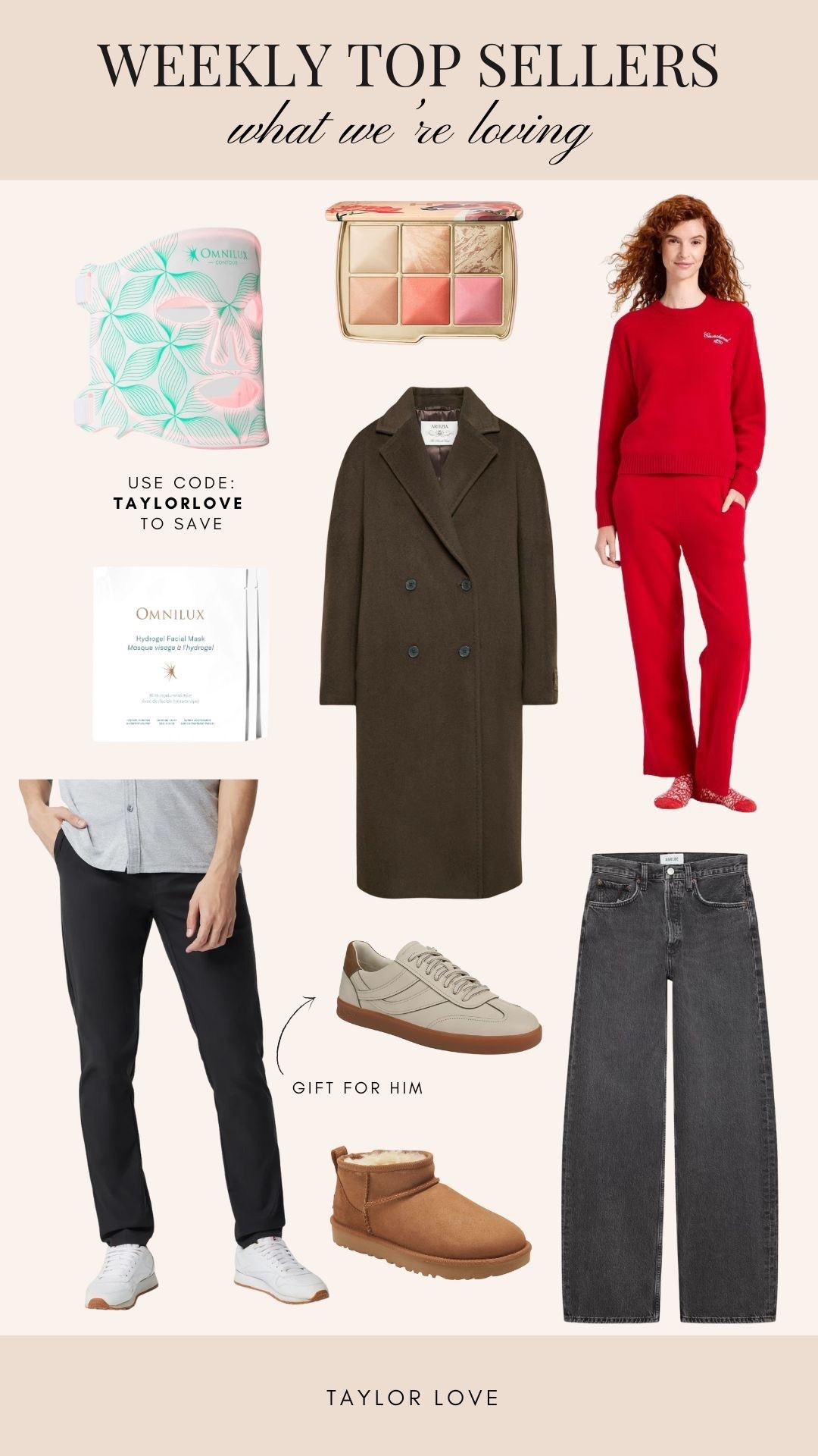 Your favorites this week 💫 this festive holiday set is a favorite of mine this season! My favorite jeans and oversized coat are also back in stock. 

Save on my red light LED mask & face masks with code: TAYLORLOVR

#LTKGiftGuide #LTKSeasonal #LTKBeauty