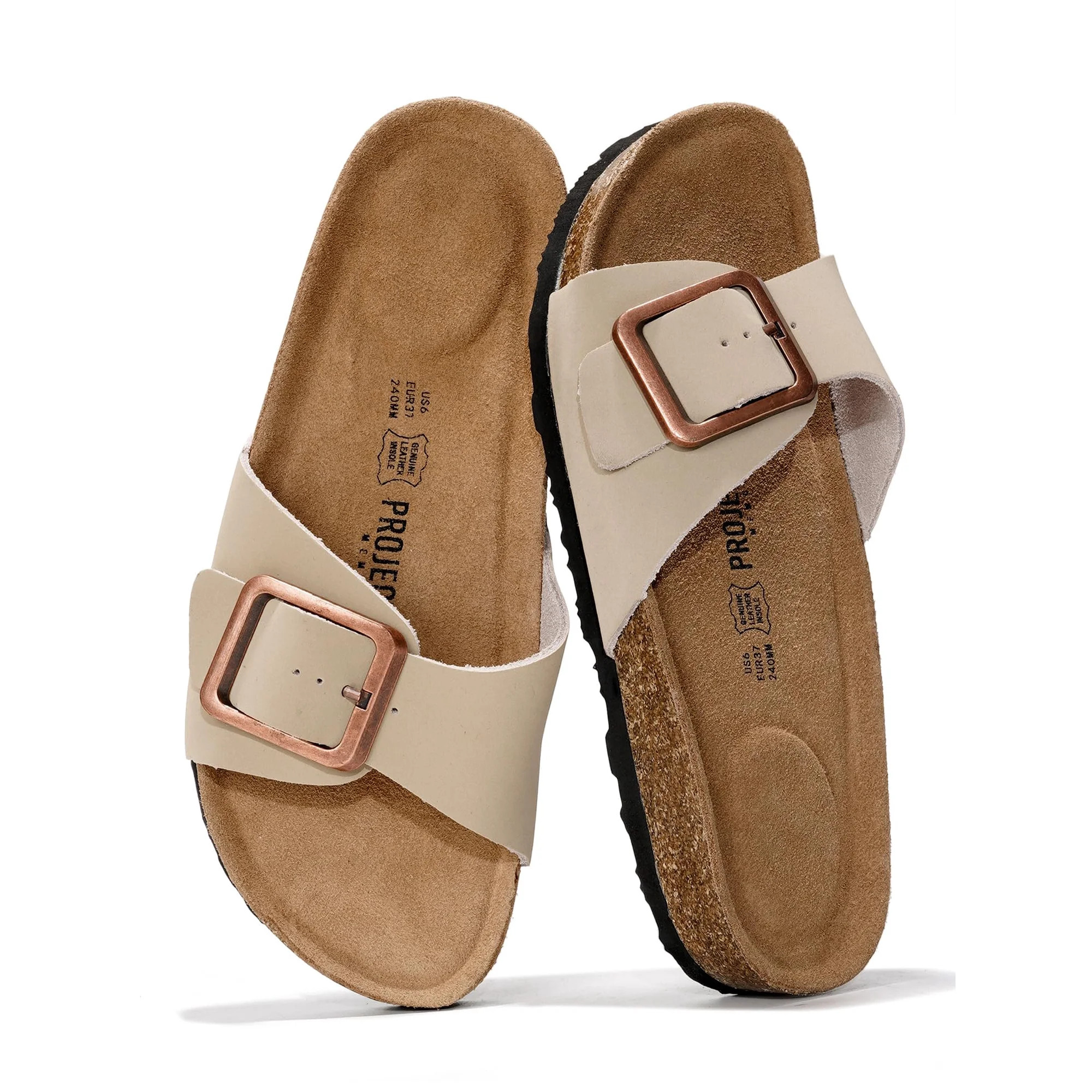 Project Cloud 100% Genuine Leather w/ Memory Foam Big Buckle Sandals for Women (Ibiza) | Walmart (US)